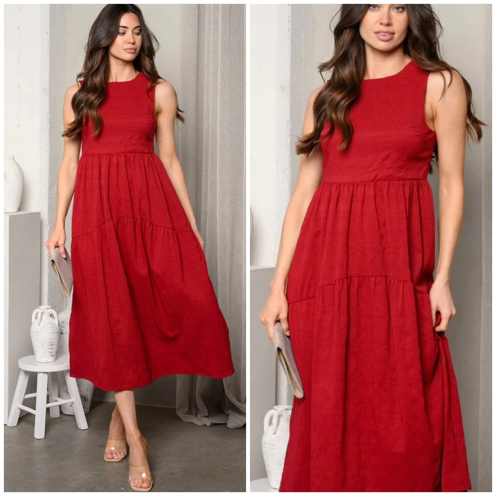 Jacquie The Label Dark Red Midi Dress - Picture 2 of 5